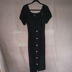 No Boundaries Black and White Sheath Midi Dress Scoop Neck